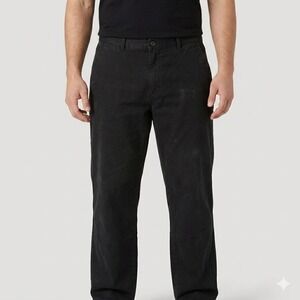Wrangler‎ Weathered Rugged Gear Black Chino Pants Flat Front Stretch 34x32